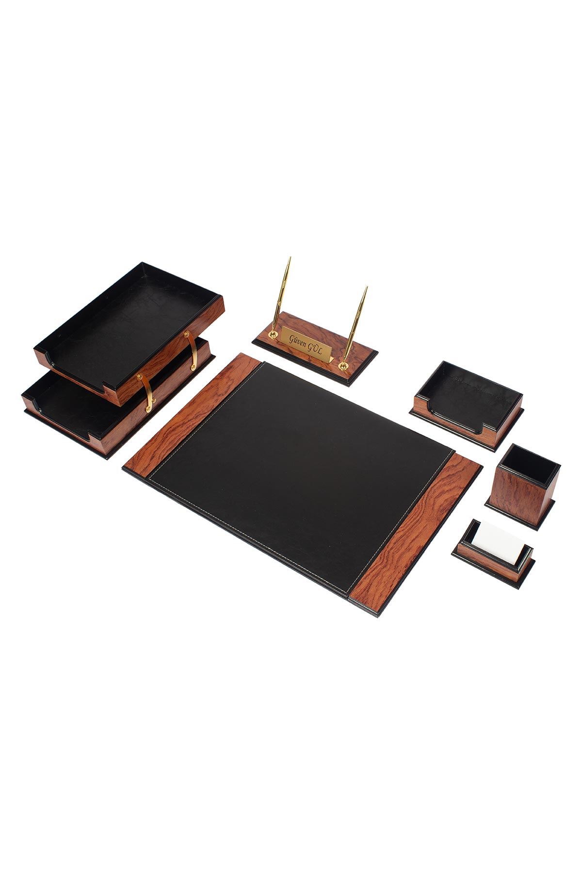 Wooden Prestige Desk Set Rose Black 8 Accessories