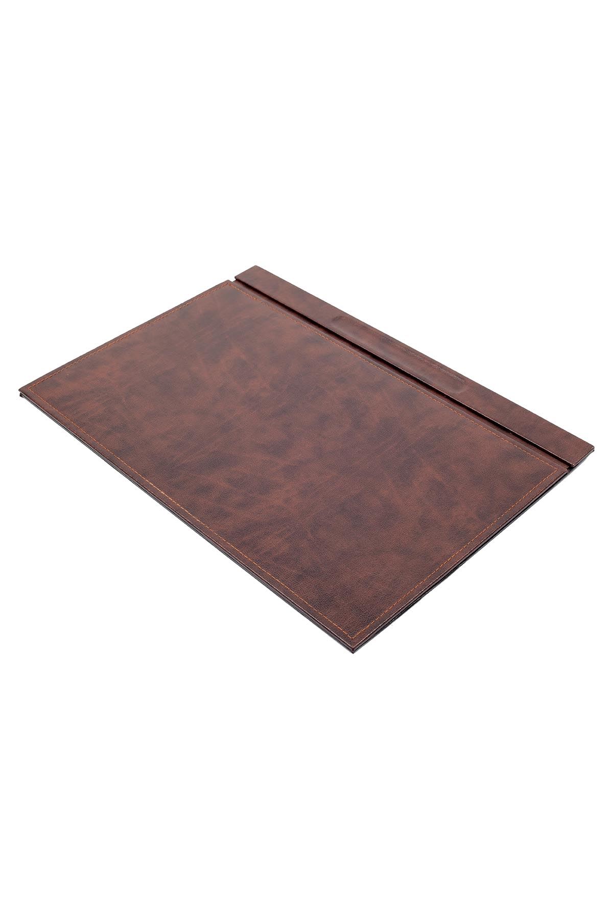 Luxury Leather Desk Set Brown 10 Accessories - Double Document Tray