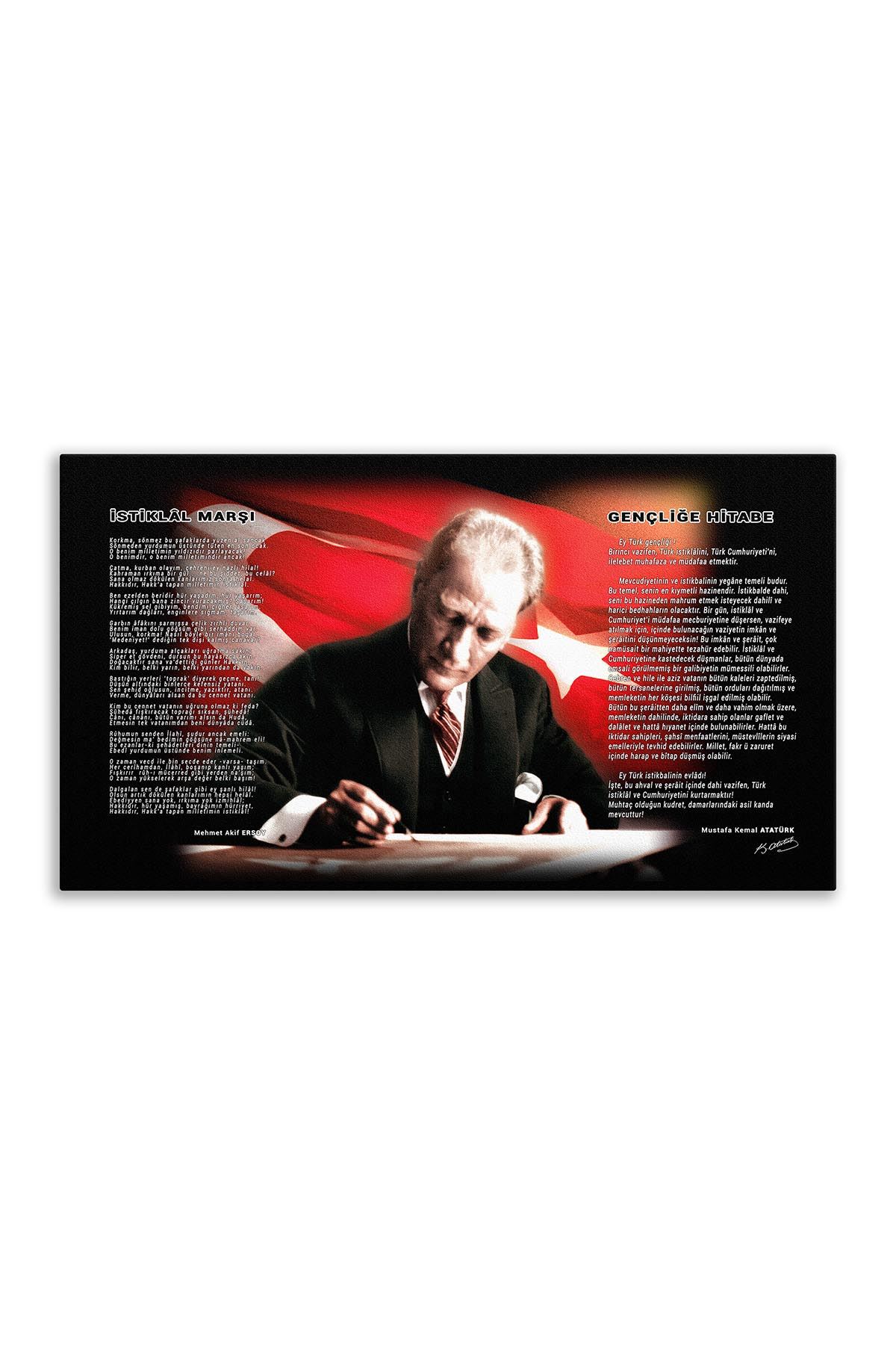 Atatürk Canvas Board With Turkish Flag | Printed Canvas Board | Digital Printing 