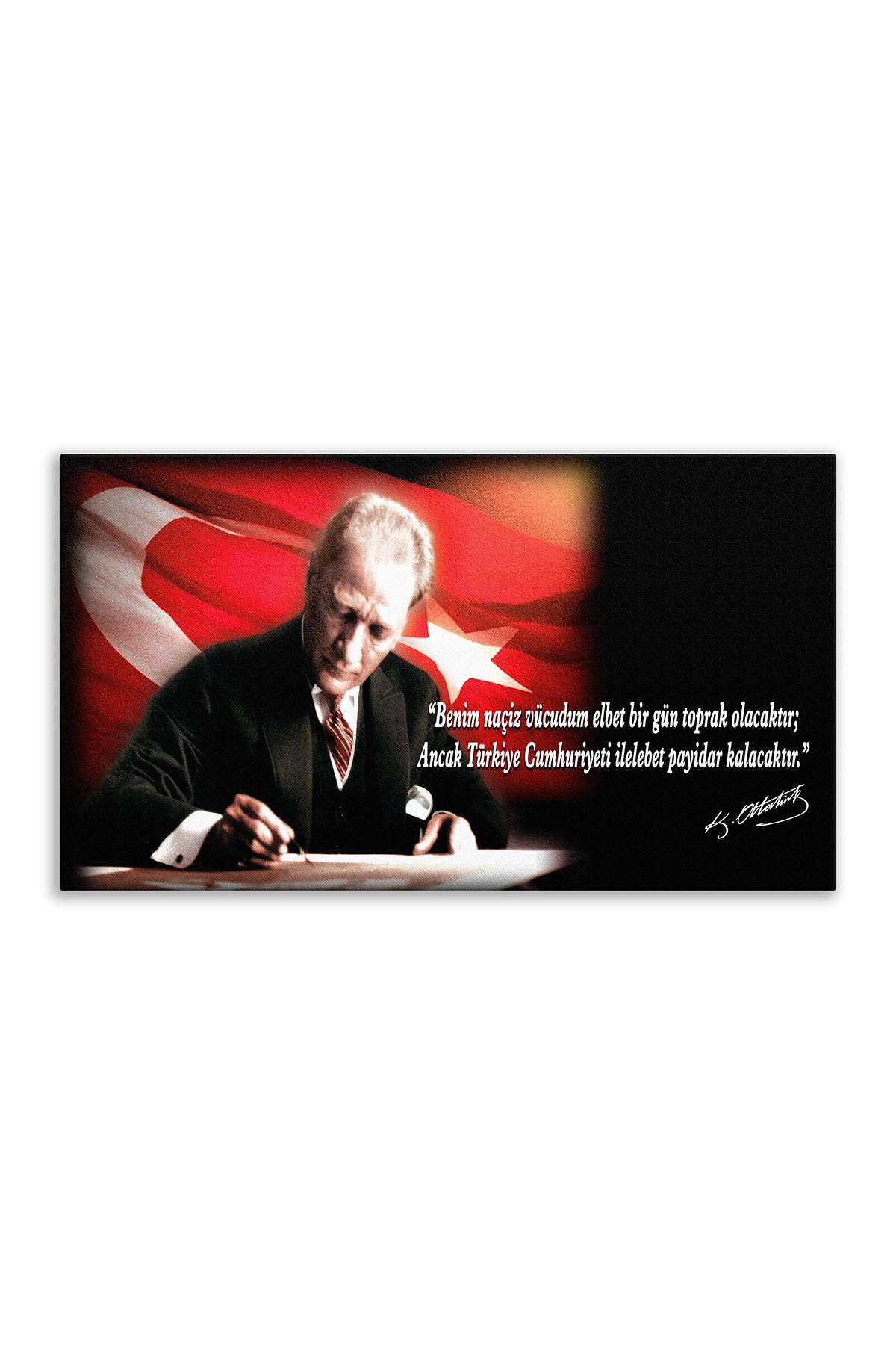 Atatürk Canvas Board With Turkish Flag | Printed Canvas Board | Customized Canvas Board 