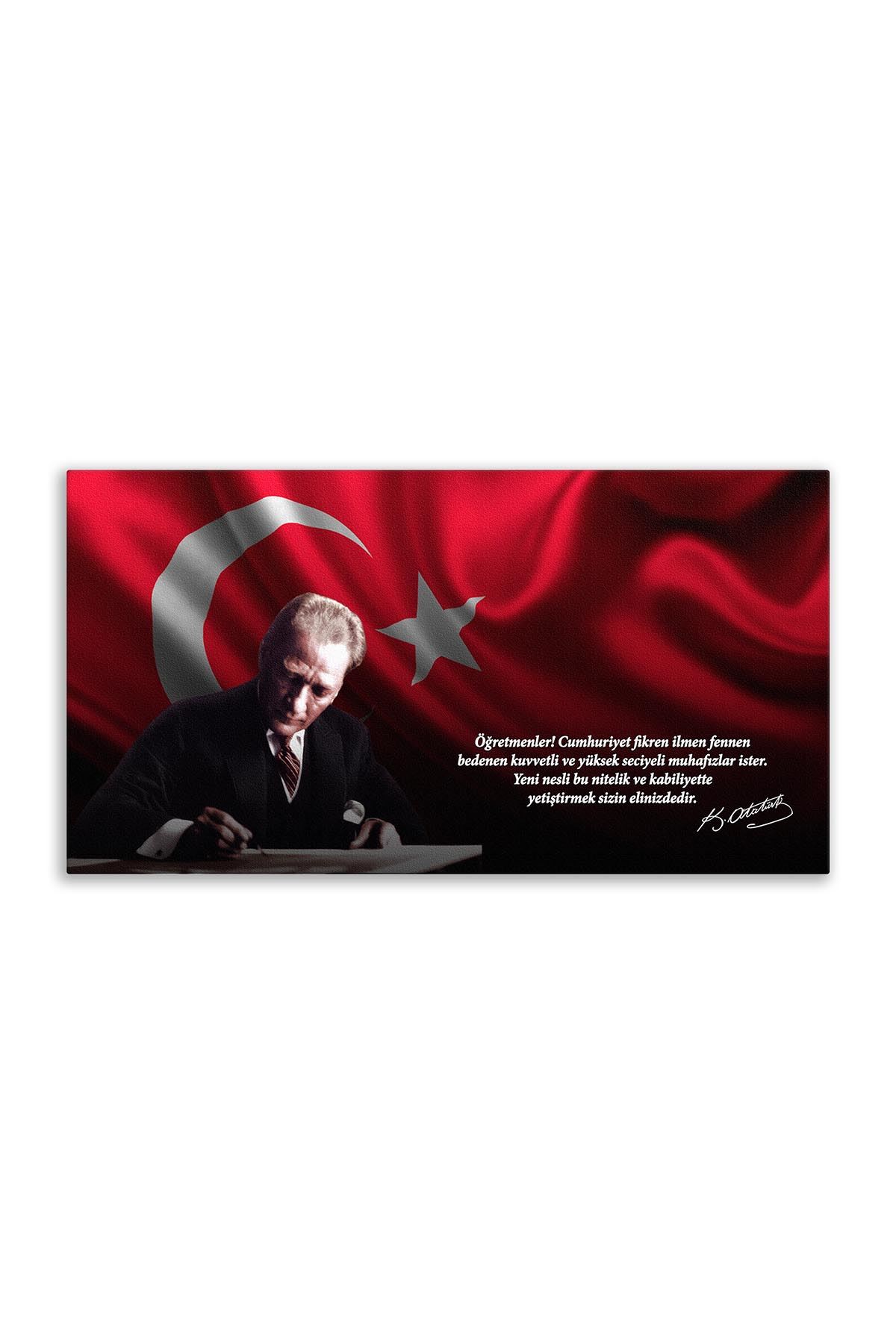 Atatürk Canvas Board With Turkish Flag | Printed Canvas Board | Digital Printing 
