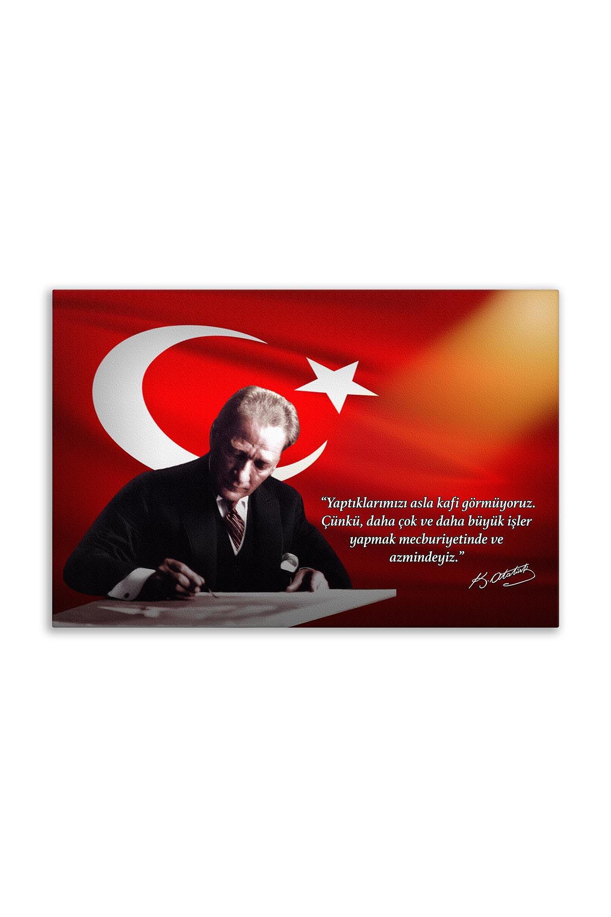 Atatürk Canvas Board With Turkish Flag | Printed Canvas Board  