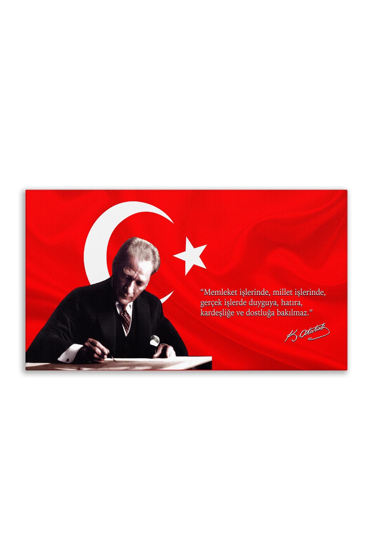 Atatürk Canvas Board With Turkish Flag | Printed Canvas Board 