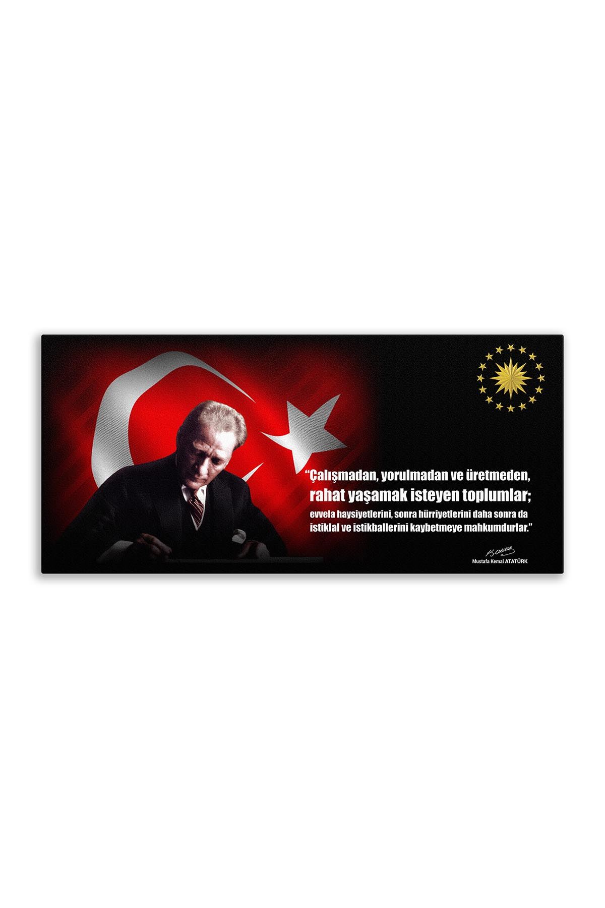 Atatürk Canvas Board With Turkish Flag | Printed Canvas Board