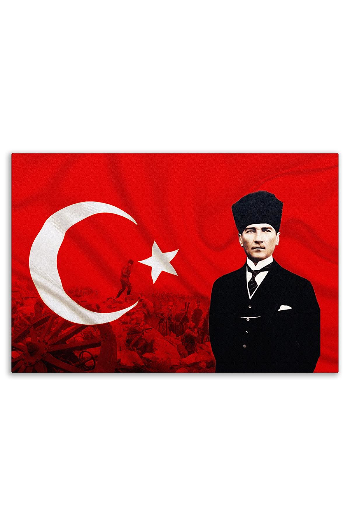 Atatürk Canvas Board With Turkish Flag | Printed Canvas Board 