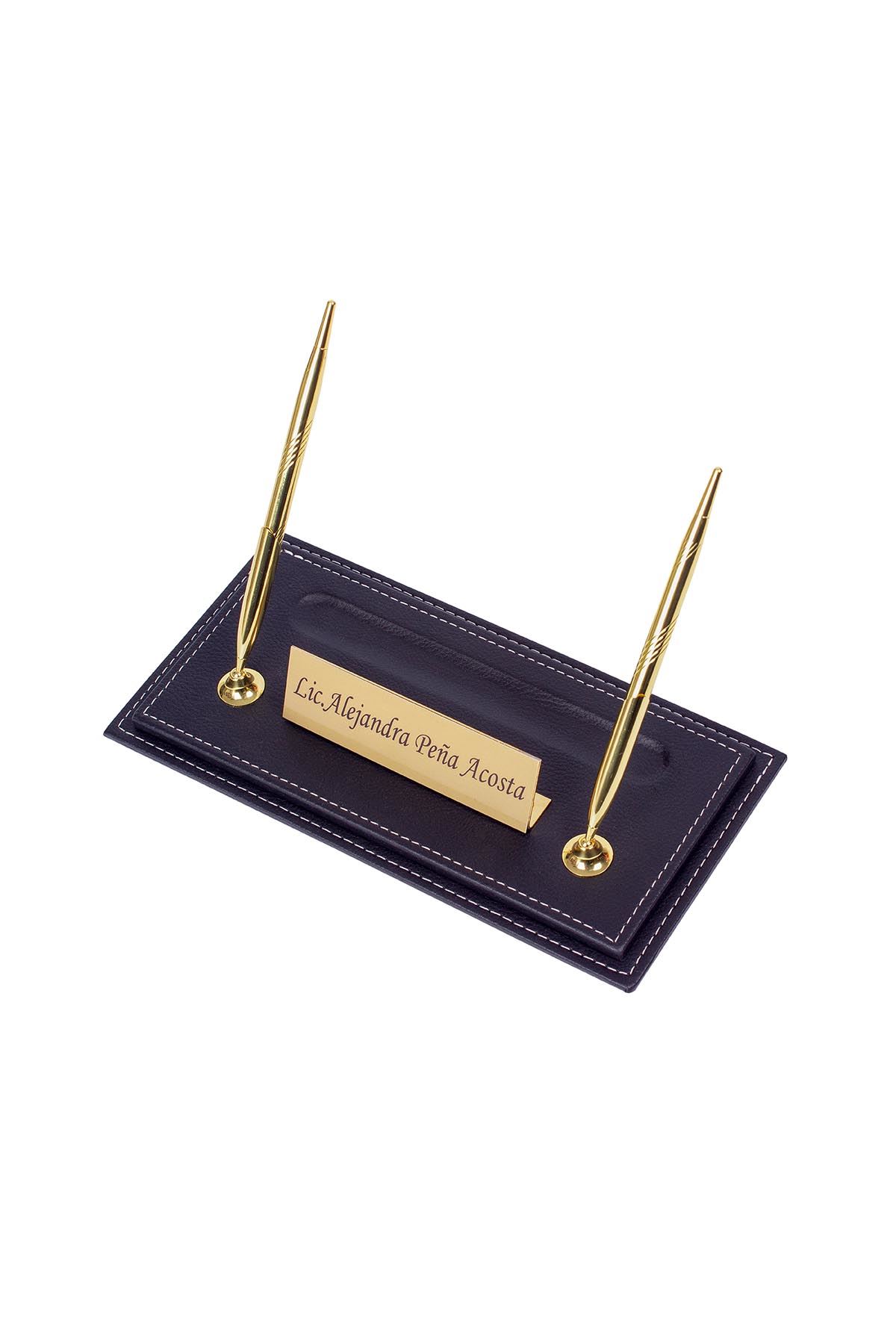 Leather Manager Pen Base | Name Plate | Golden Pen Base | Desk Accessories