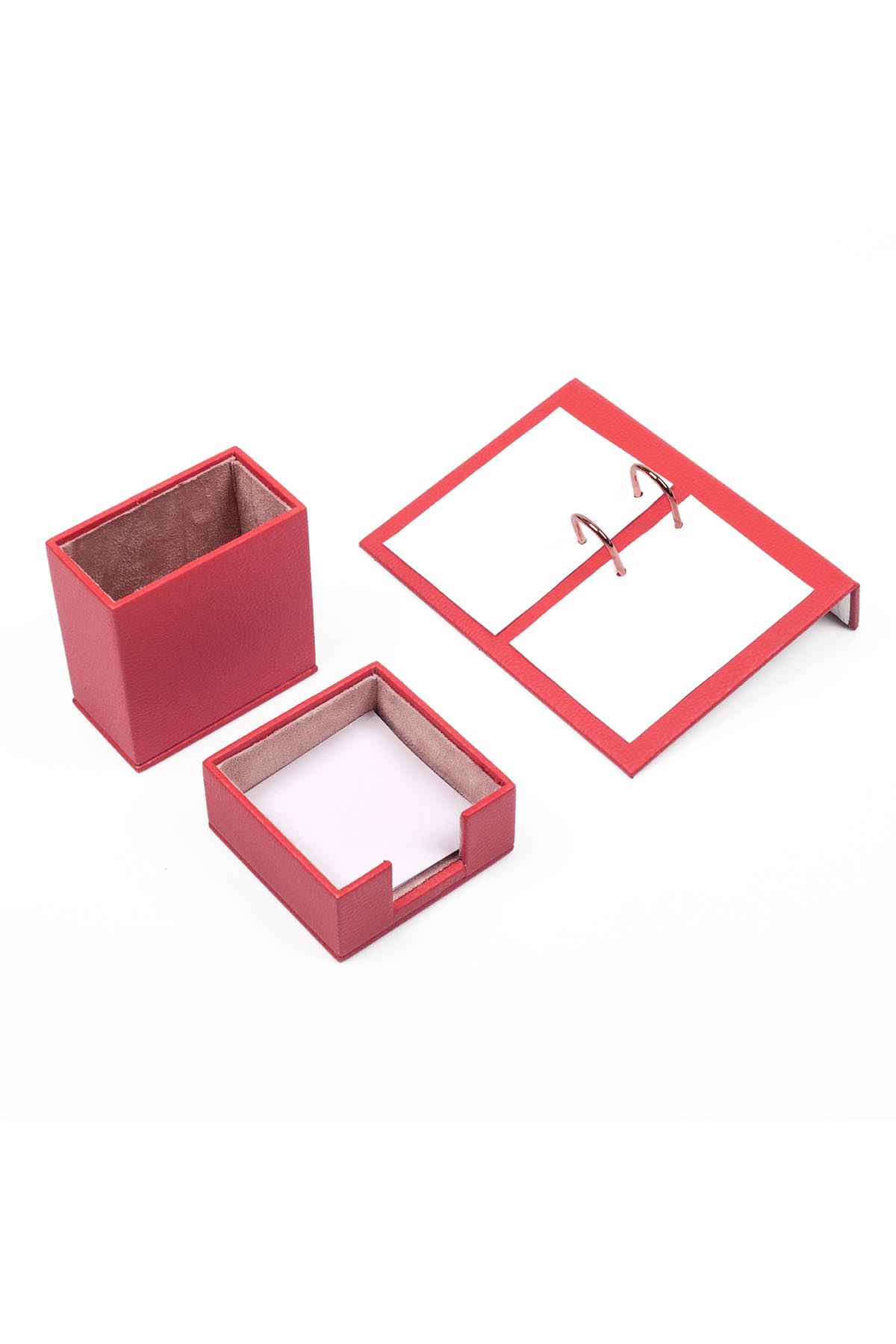 Leather Desk Accessories Set Of 3 Orange Desk Set Accessories