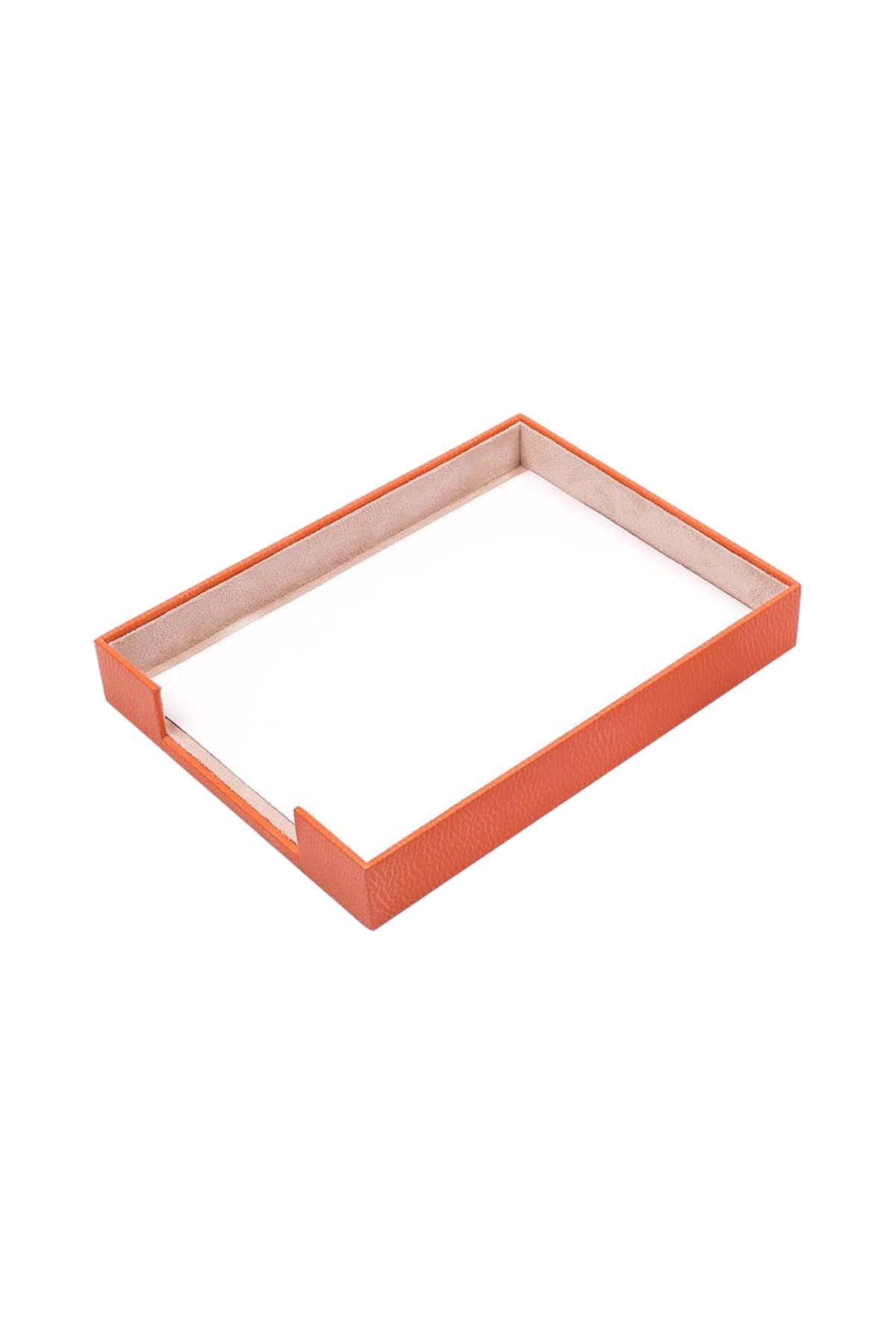 Orange Leather Document Tray | Leather Document Shelf |Single Document Tray | A4 Document Rack | Leather Document Tray | Office Accessories | Table Accessories | Leather Accessories | Leather Document Tray | Desk Accessories