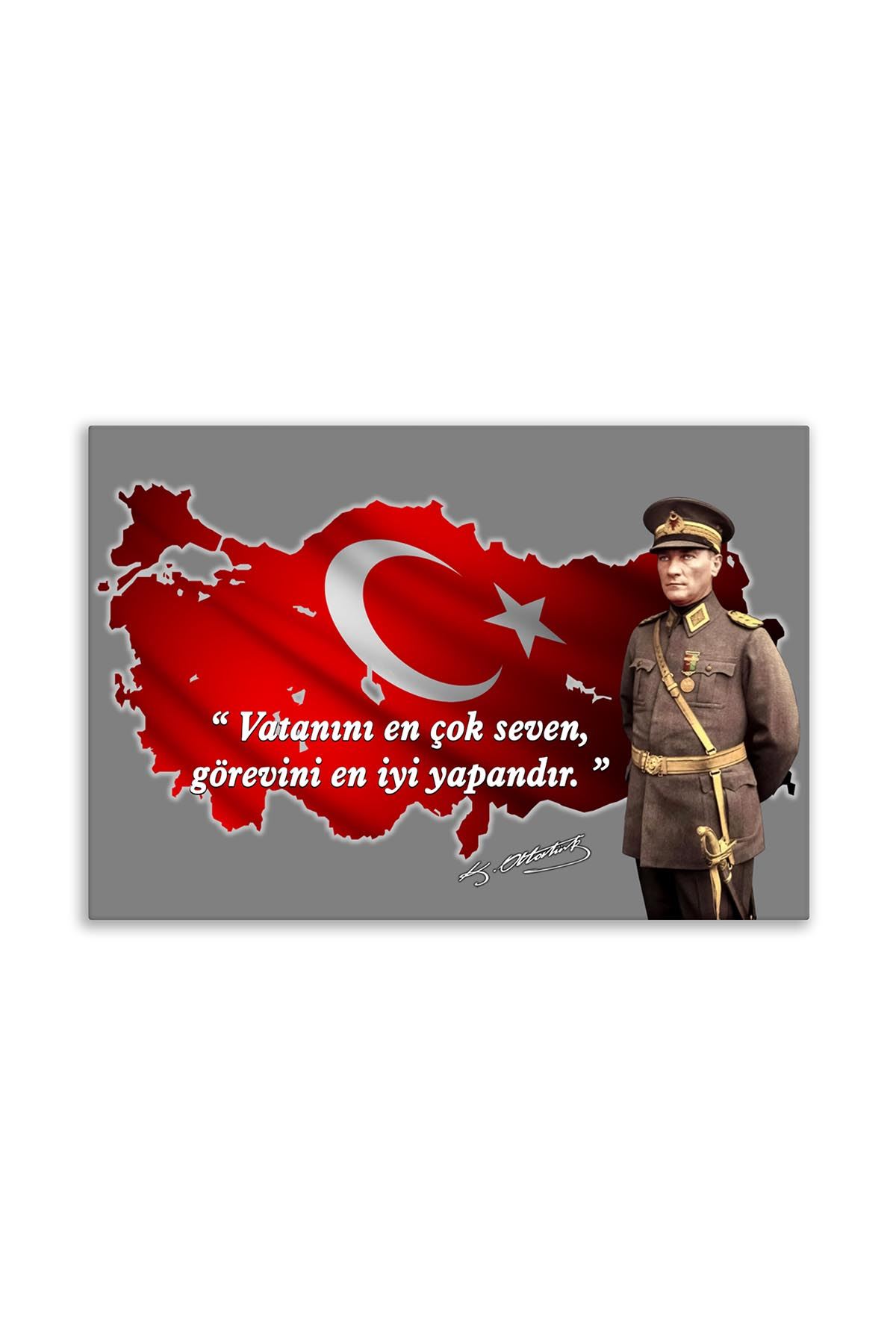Atatürk With Solider Uniform Canvas Board | Decorative Painting | Printed Board | Personalized Pictures | Canvas Board