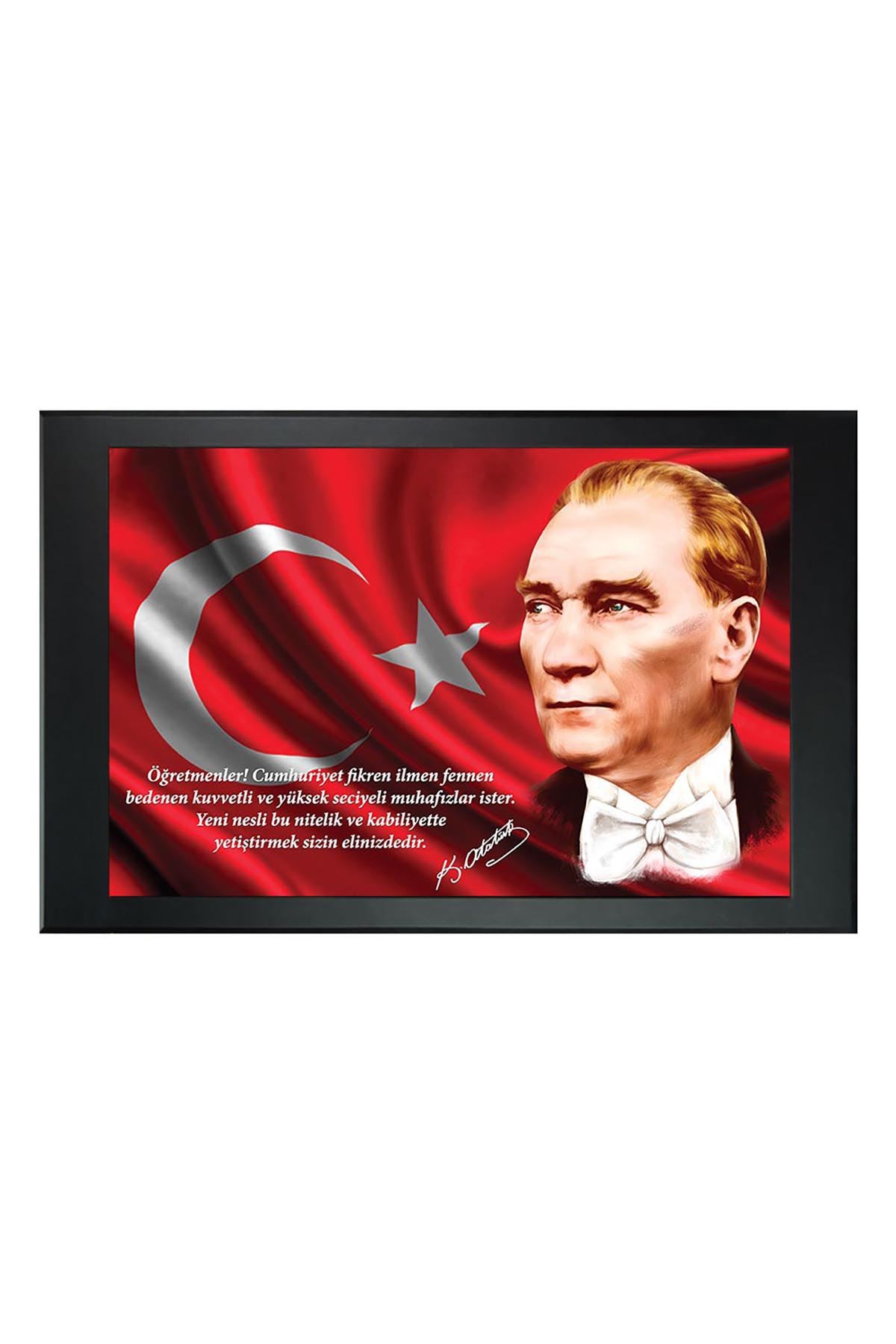 Atatürk Printed Manager Board | Printed Manager Board | Leather Framed Board | High Quality Manager Board 