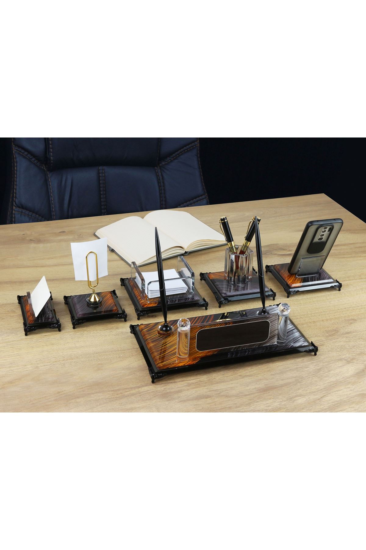 Doğa Crystal Desk Set 6 Desk Accessories