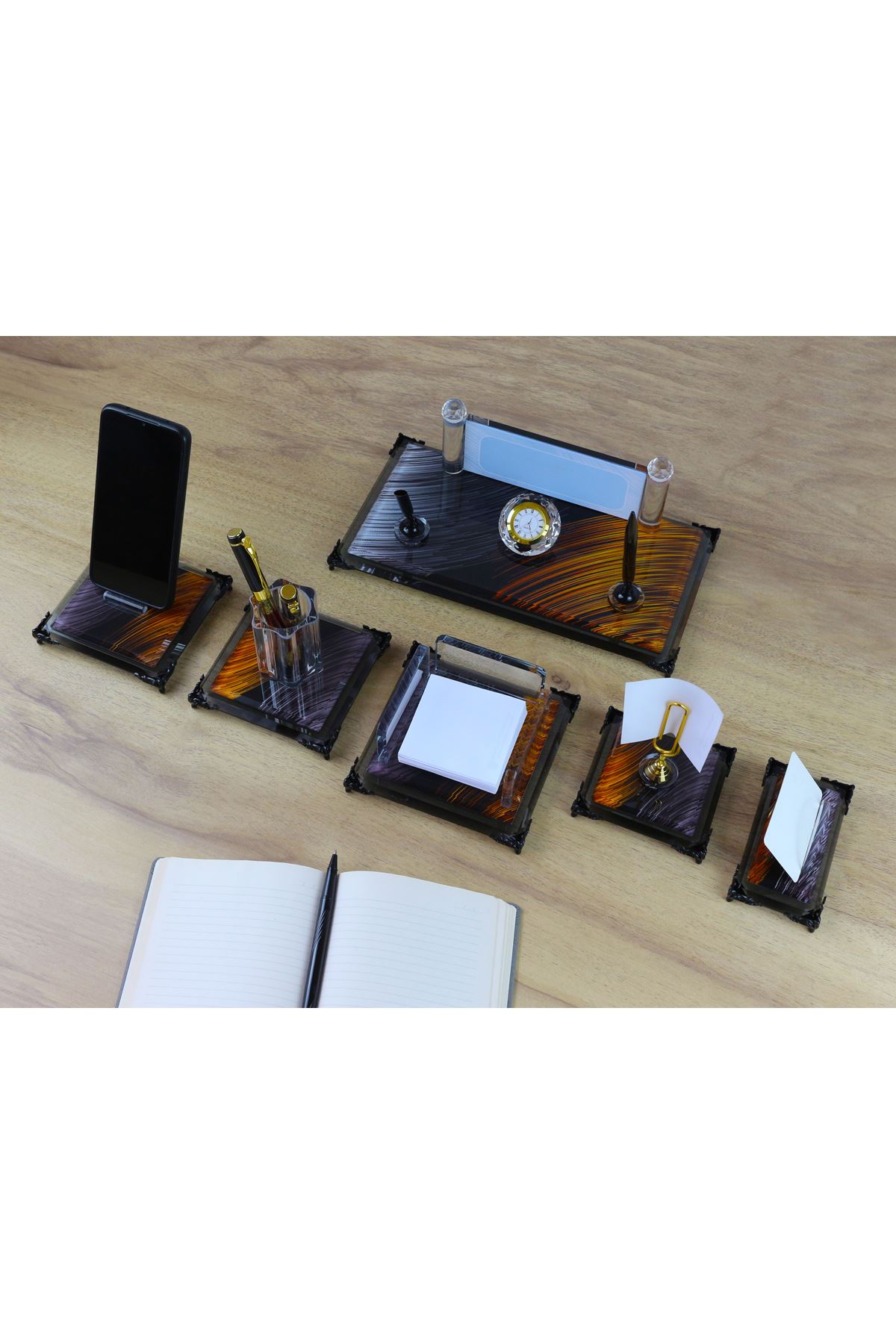 Doğa Crystal Desk Set 6 Desk Accessories
