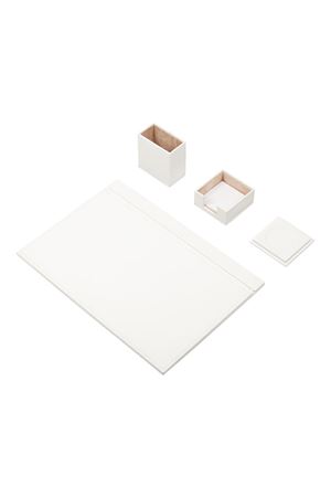 Leather Desk Set 4 Accessories White