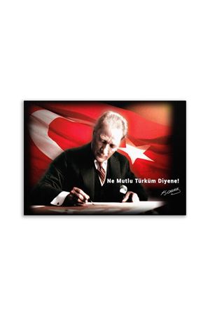 Atatürk Canvas Board With Turkish Flag | Printed Canvas Board | Digital Printing 