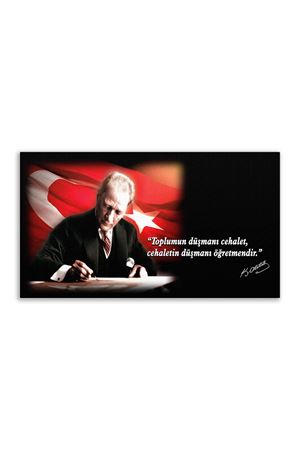 Atatürk Canvas Board With Turkish Flag | Printed Canvas Board  