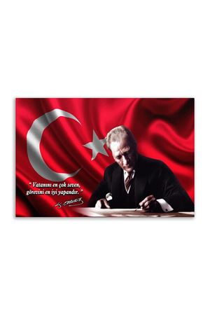 Atatürk Canvas Board With Turkish Flag | Printed Canvas Board | Digital Printing 