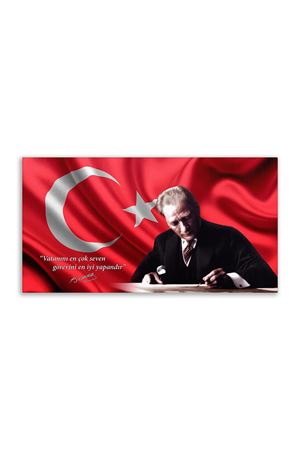 Atatürk Canvas Board With Turkish Flag | Printed Canvas Board | Customized Canvas Board 