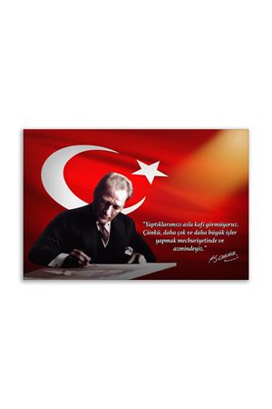 Atatürk Canvas Board With Turkish Flag | Printed Canvas Board  
