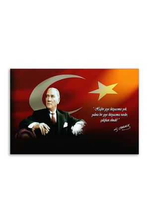 Atatürk Canvas Board With Turkish Flag | Printed Canvas Board | Digital Printed Board