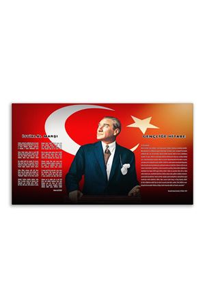 Atatürk Canvas Board With Turkish Flag | Printed Canvas Board | Digital Printing