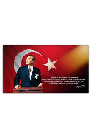 Atatürk Canvas Board With Turkish Flag | Printed Canvas Board | Customized Board