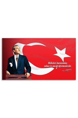 Atatürk Canvas Board With Turkish Flag | Printed Canvas Board | Customized Canvas Board