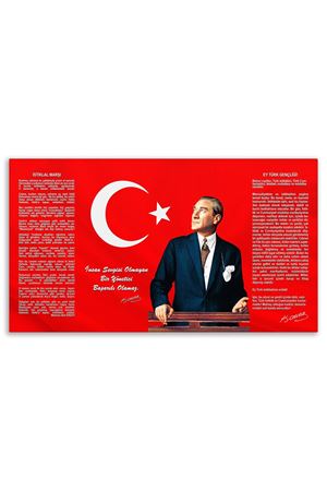 Ataturk Canvas Board With Turkish Flag | Printed Canvas Board | Customized Canvas Board