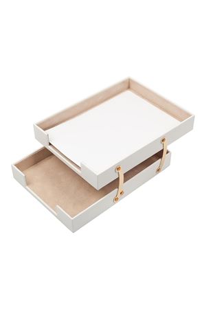 Double Document Tray White| Leather Document Organizer | Leather Foldable Tray | Leather Organizer | Double Document Shelves