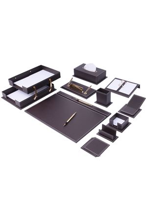 Vega Leather Desk Set 14 Accessories Brown | Vega Leather Desk Set | Leather Desk  Set | Covered Leather Desk Pad | Leather Office Accessories | Leather Desk Accessories | Personalized Gift | Best Office Gift
