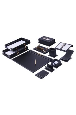 Vega Leather Desk Set 14 Accessories Black | Vega Leather Desk Set | Leather Desk  Set | Covered Leather Desk | Leather Office Accessories | Leather Desk Accessories | Personalized Gift | Handmade