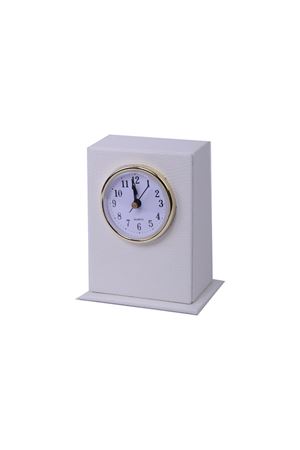 White Leather Desktop Clock | Leather Desk Accessory | Desk Accessories | Desk Clock | Desktop Clock