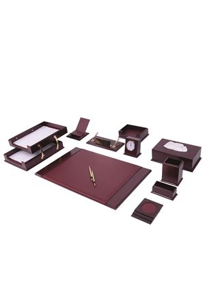 طقم مكتب خشبي فاخر انيق – فئة مميزة – 14 قطعة – لون خمري