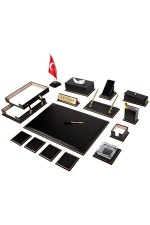 Real Cow Leather Desk Set 15 Accessories