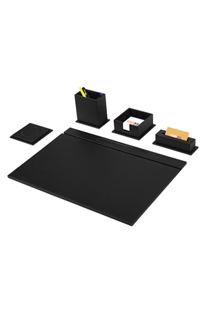 Leather Desk Set 5 Accessories Black