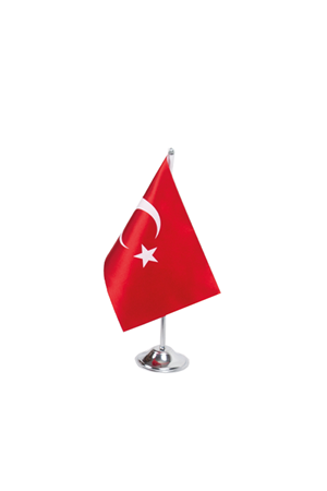 Tekli Masa Bayrağı (Krom Direkli)