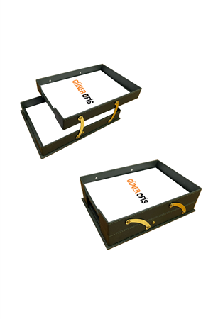 İkili Katlanabilir Deri Evrak Rafı Yeşil