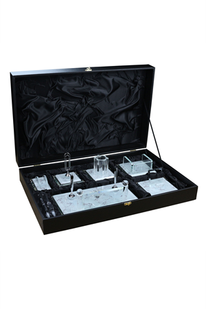 Crystal Desk Organizer Set ( With Silver Pen Set )