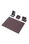 Vega Leather Desk Set Brown 4 Accessories
