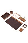 Wooden Desk Set Walnut 10 Accessories