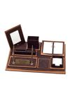 Star Lux Leather Desk Set Brown 10 Accessories