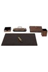 Wooden Flash Desk Set Brown 6 Accessories 