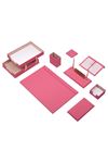 Luxury Leather Desk Set Pink 10 Accessories - Double Document Tray