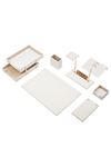 Luxury Leather Desk Set White 10 Accessories - Double Document Tray