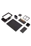 Luxury Leather Desk Set Black 10 Accessories - Double Document Tray