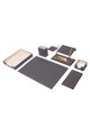 Leather Desk Organizer 10 Accessories Gray