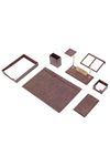 Leather Desk Organizer 10 Accessories Brown