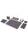 Leather Desk Set 9 Accessories Gray