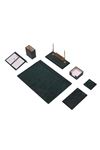Leather Desk Set 9 Accessories Green