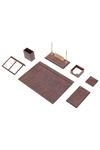 Leather Desk Set 9 Accessories Brown
