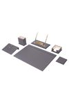 Leather Desk Set 8 Accessories Gray